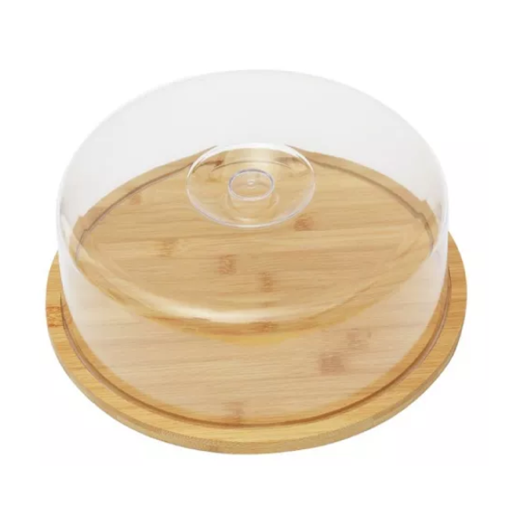 PORTA BOLO BAMBU 28CM TAMPA-ACRILICA