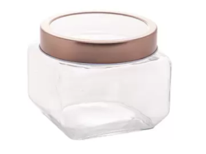 POTE VIDRO QUADRADO TAMPA ROSÉ  800ML