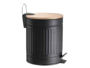 LIXEIRA PEDAL 05L FLUTED PRETA 25X20CM