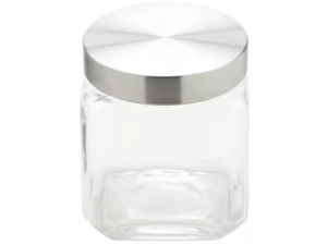 POTE VIDRO QUADRADO 0,8L TAMPA INOX