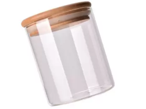 POTE VIDRO 800ML REDONDO TAMPA-BAMBU