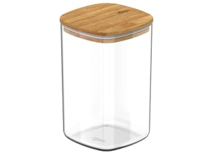 POTE VIDRO 1500ML QUADRADO TAMPA-BAMBU