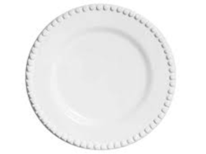 PRATO CERAMICA 27CM BRANCO BOLINHA