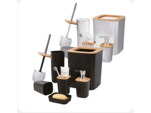 KIT 6 BANHEIRO PLASTICO QUADRADO S/TAMPA BRANC/PRETO