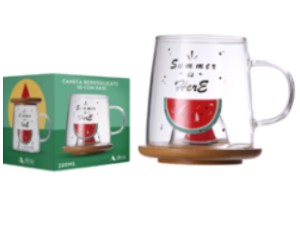 CANECA VIDRO 280ML 3D MELANCIA