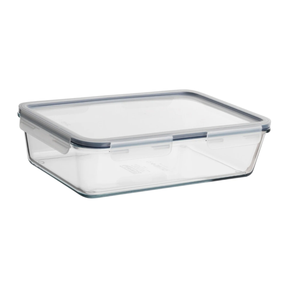 POTE VIDRO HERMETICO RETANGULAR 1500ML PRETO