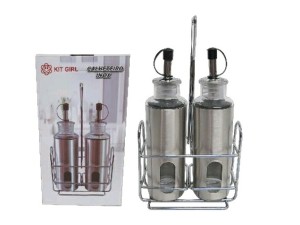 GALHETEIRO INOX C/2 + SUPORTE 23CMX6,5CM