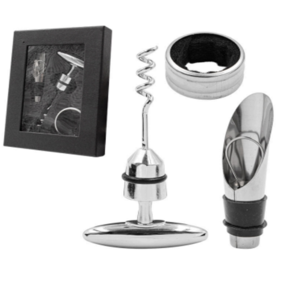 KIT VINHO C/3 SACARROLHA+CORTA GOTA+AERADOR