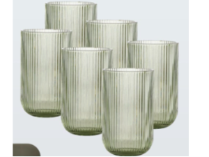 JOGO 6 COPO VIDRO 460ML VERSALHES VERDE