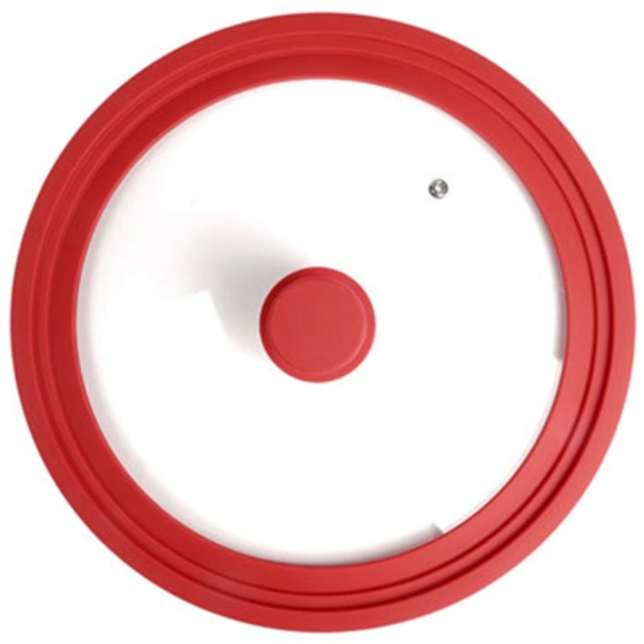 TAMPA PANELA VIDRO/SILICONE 28/30/32CM VERMELHA