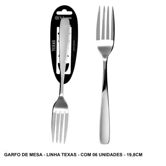 KIT 06 GARFOS MESA TEXAS 19,8CM