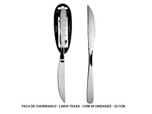 KIT 06 FACA CHURRASCO TEXAS 23CM