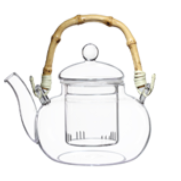 CHALEIRA VIDRO 600ML BOROSSILICATO CABO-BAMBU