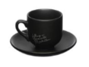 JOGO 6 XICARA CERAMICA 90ML MANHA PRETA C/PIRES