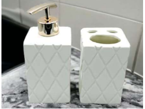 KIT 02 BANHEIRO CERAMICA LOSANGO BRANCO