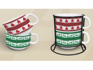 JOGO 2 XICARA CERAMICA 200ML NATAL C/SUPORTE