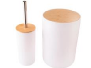 KIT BANHEIRO 02 LIXEIRA+ESCOVA BRANCO TP-BAMBU