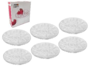 JOGO 6 PRATO VIDRO 18CM SOBREMESA