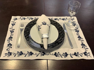 KIT 19pc (6-AMERICANO + 6-GUARDANAPO+ 6-ANEL + 1 CAMINHO MESA)