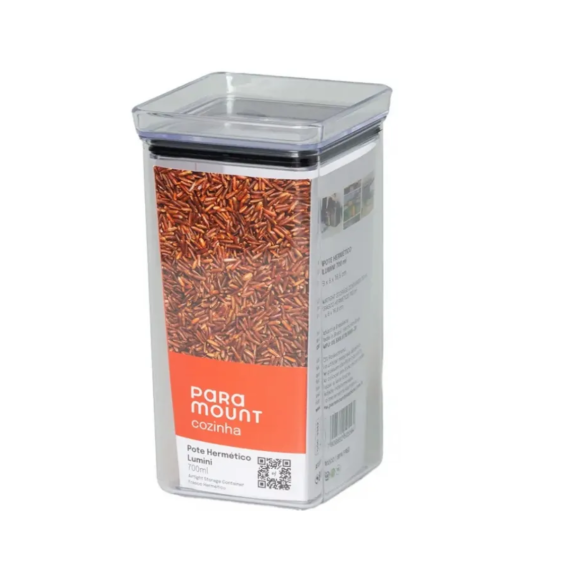 POTE ACRILICO 0,7L QUADRADO LUMINI