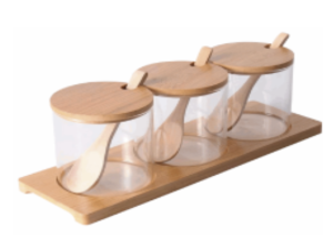 PORTA TEMPERO 03 POTE + COLHER TP-BAMBU