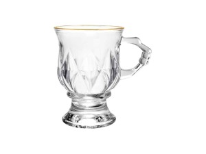 CANECA VIDRO 190ML VITRUM BORDA OURO