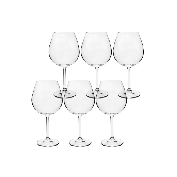 JOGO 6 TACA GASTRO 650ML BORDEAUX BOHEMIA 22CM