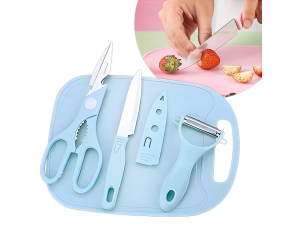 KIT 4PC FACA+TABUA+TESOURA+DESCASCADOR