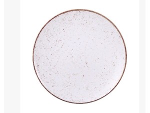 PRATO RASO RÚSTICO MARROM EM PORCELANA DECORADA 25 CM