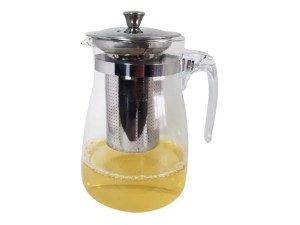 CHALEIRA DE VIDRO COM INFUSOR DE INOX 600ML