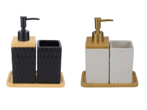 KIT 3 BANHEIRO CERAMICA C/BAND BAMBU QUADRADO