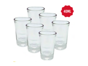 JOGO 6 COPO VIDRO  40ML DOSE/SHOT