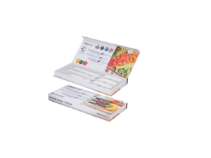 JOGO 03 FACA CABO BRANCO PVC INOX-ESMALTADA