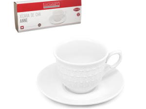 JOGO 6 XIC+PIRES PORCELANA 150ML BRANC ANNE