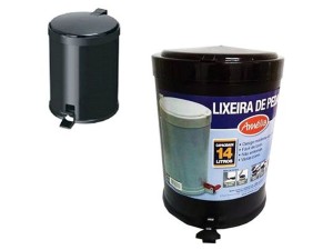 LIXEIRA PEDAL 14L PLASTICA PRETA
