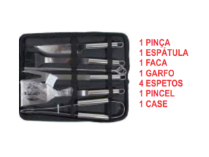 KIT CHURRASCO 10PC 36CM C/BOLSA