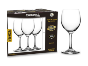 JOGO 6 TACA VIDRO 520ML VENEZA