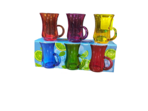 JOGO 3 CANECAS VIDRO 70ML CONICA COLOR 