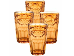 JOGO 4 COPO VIDRO 350ML MILÃO AMBAR