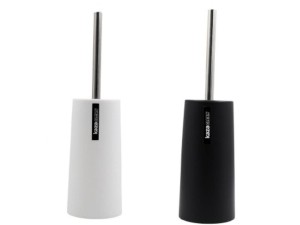 ESCOVA SANITARIA DE PLASTICO COM SUPORTE PRETO / BRANCO