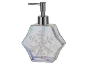 PORTA SABONETE LIQUIDO DE VIDRO 290ML XMAS SNOWFLAKE NATAL