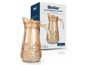 JARRA DE VIDRO 1,8L DIAMOND AMBAR COM TAMPA ACRILICA