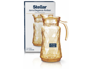 JARRA DE VIDRO 1,8 LITROS ELEGANCE AMBAR COM TAMPA ACRILICA