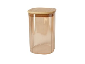 POTE DE VIDRO 850ML COM TAMPA HERMTICA AMBAR