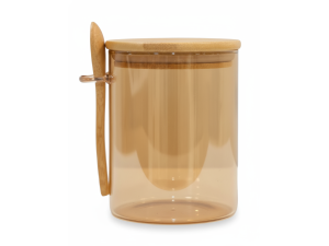 POTE DE VIDRO 650ML COM TAMPA HERMTICA REDONDO AMBAR