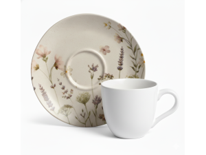 XICARA DE CERAMICA 120ML PARA CAFE COM PIRES - ORGANICO LAVANDA