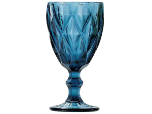 JOGO 4 TACA VIDRO 245ML DIAMOND AZUL