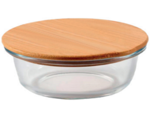 POTE VIDRO 1320ML REDONDO TAMPA-BAMBU