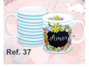 CANECA CERAMICA 320ML FLORAIS AMOR