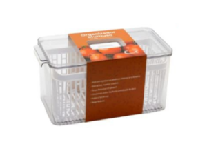 ORGANIZADOR DE ACRILICO 32X16CM COM TAMPA E CESTO